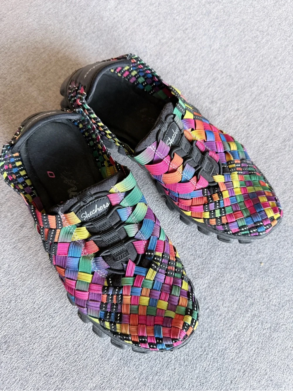 Skechers EZ Flex Sport Rainbow Woven Slip On Sneaker Womens 5 Y2K Dopamine Retro